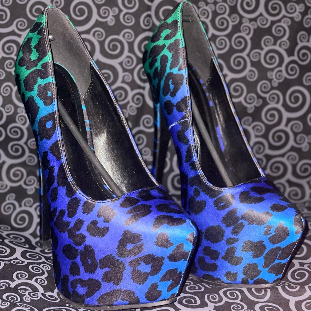 Blue & Green Leopard Heel